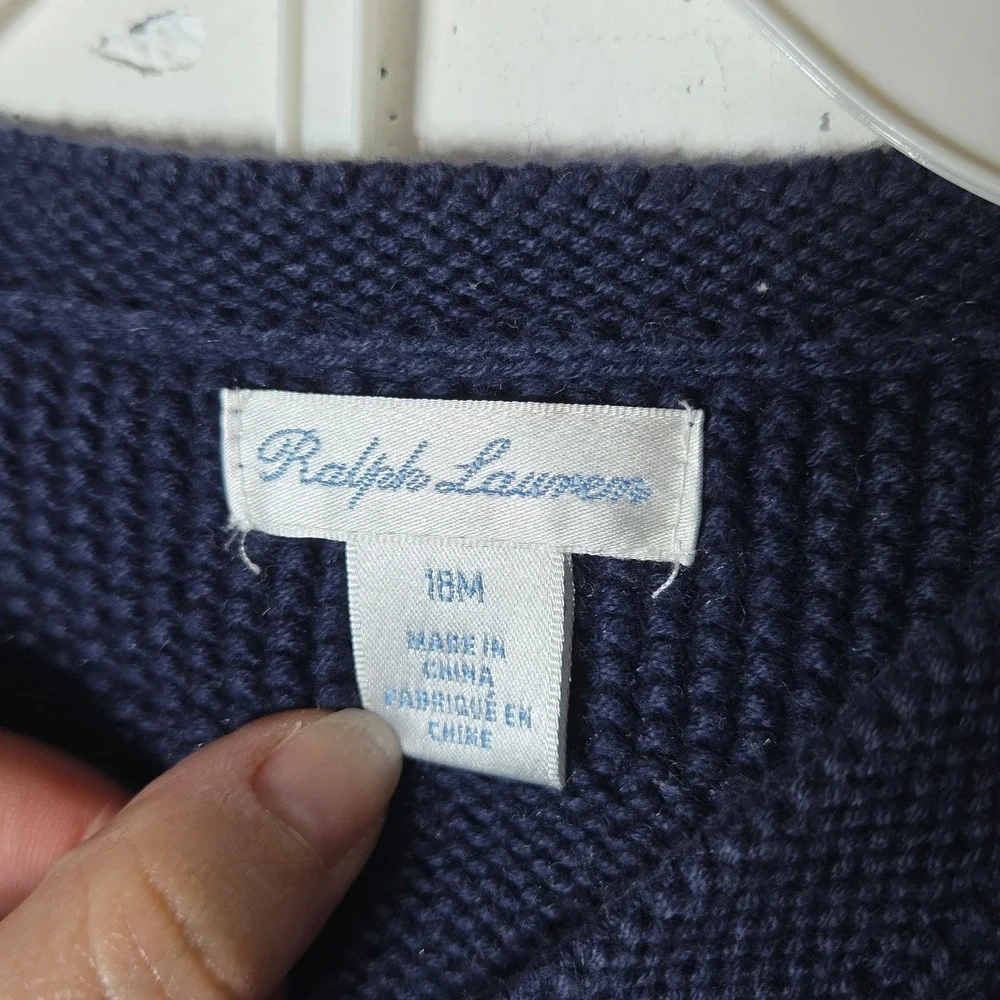 Ralph Lauren Blue Knit Button Cardigan‎ Sweater 18M Preppy Academia Old Money